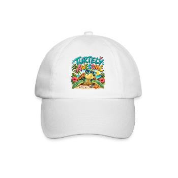 Turtely Awesome Beach Turtle - Baseballkappe - Weiß/Weiß - Vorne