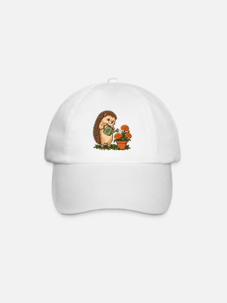 Igel beim Gärtnern - Baseballkappe - Weiß/Weiß