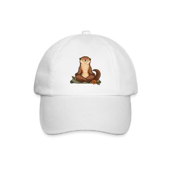 Otter beim Yoga - Baseballkappe - Weiß/Weiß - Vorne