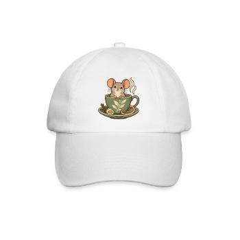 Maus in der Teetasse - Baseballkappe - Weiß/Weiß - Vorne
