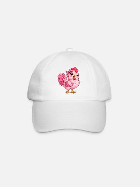 Kawaii Pink Hen - Baseballkappe - Weiß/Weiß