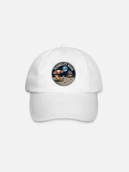 Tranquility Beach - Mondlandung Grafik - Baseballkappe - Weiß/Weiß