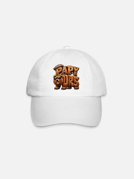 Papa Bear Wood stilisiert - Baseballkappe - Weiß/Weiß