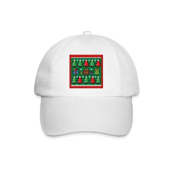 Ugly Christmas Pixel Strick Muster - Baseballkappe - Weiß/Weiß - Vorne