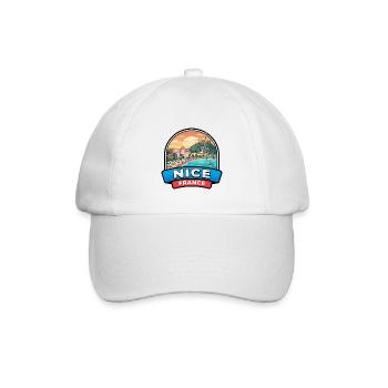 Schönes Frankreich-Reiseabzeichen Französische Riviera-Strandgeschenk - Baseballkappe - Weiß/Weiß - Vorne