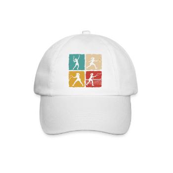 Retro Tennisspielerin Vintage Grunge Design - Baseballkappe - Weiß/Weiß - Vorne