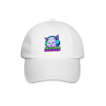 Gaming-Modus Katze mit Kopfhörer - Baseballkappe - Weiß/Weiß - Vorne