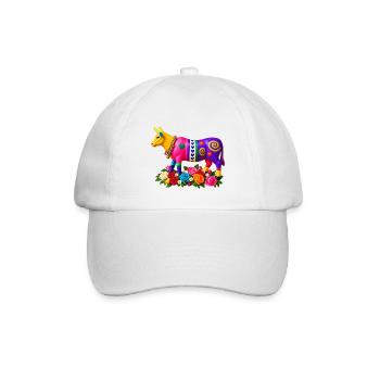 Bunter Stier mit Blumen - Baseballkappe - Weiß/Weiß - Vorne