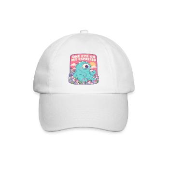 Einäugiger Espresso Monster - Baseballkappe - Weiß/Weiß - Vorne