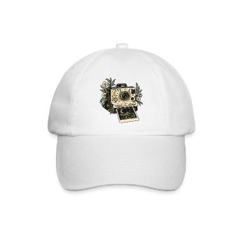 Vintage Kamera mit Blüten Mondlicht - Baseballkappe - Weiß/Weiß - Vorne