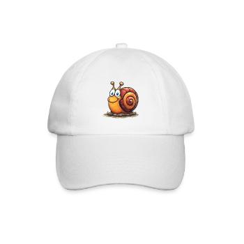 Fröhlicher Schnirkelschnecke Cartoon - Baseballkappe - Weiß/Weiß - Vorne