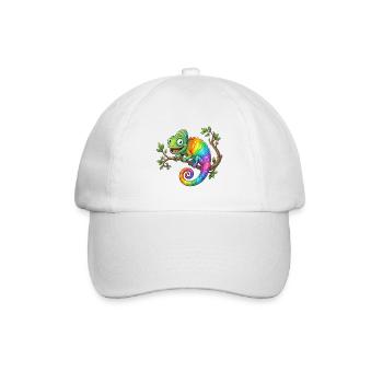 Regenbogen-Chamäleon auf Ast - Baseballkappe - Weiß/Weiß - Vorne