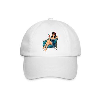 Rockabella Pin-Up: Chaiselongue Retro Style - Baseballkappe - Weiß/Weiß - Vorne