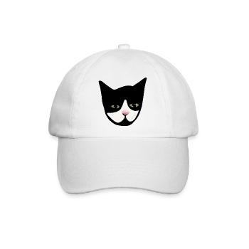 Midnight Cat Nose Gesichtskunst - Baseballkappe - Weiß/Weiß - Vorne