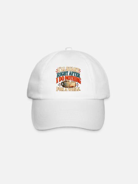 Lustiger Prokrastination-Kaffee-Humor - Baseballkappe - Weiß/Weiß