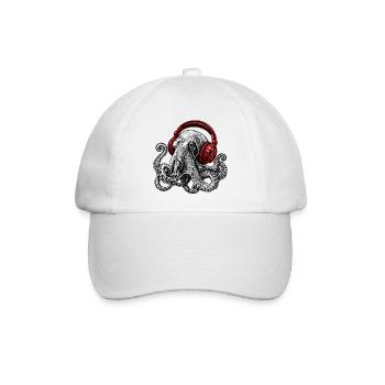 Octopus Beats mit Roten Kopfhörern - Baseballkappe - Weiß/Weiß - Vorne