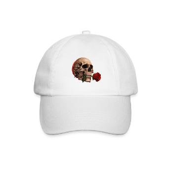 Totenkopf-und-Rosen-Liebe - Baseballkappe - Weiß/Weiß - Vorne