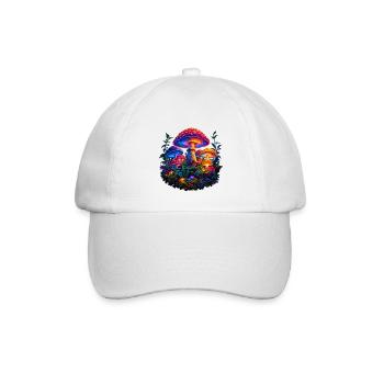 Magischer Pilz Neon Wald - Baseballkappe - Weiß/Weiß - Vorne