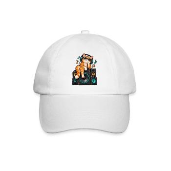KatzenDJ auf Lautsprechern - Baseballkappe - Weiß/Weiß - Vorne