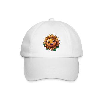 Sonnenblume mit freundlichem Lächeln - Baseballkappe - Weiß/Weiß - Vorne