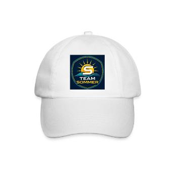 Sonnenlogo Team Sommer Familienname Teamname  - Baseballkappe - Weiß/Weiß - Vorne