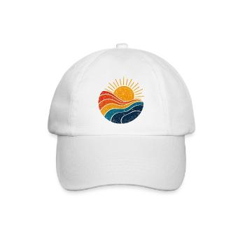 Sun & Wave – Retro-Sonne im Vintage-Look - Baseballkappe - Weiß/Weiß - Vorne