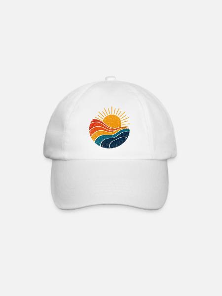 Sun & Wave – Retro-Sonne im Vintage-Look - Baseballkappe - Weiß/Weiß