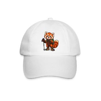 Wandern mit Red Panda mit Rucksack und Stiefeln - Baseballkappe - Weiß/Weiß - Vorne