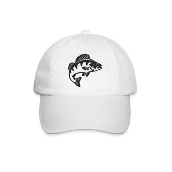 Barsch Raubfisch Silhouette - Baseballkappe - Weiß/Weiß - Vorne