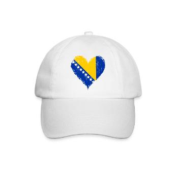 Bosnien Herzflagge Grunge - Baseballkappe - Weiß/Weiß - Vorne