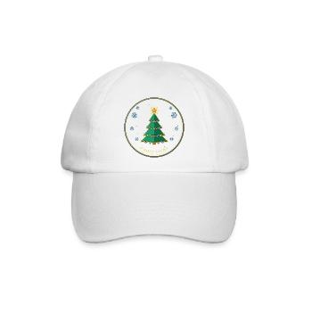 Weihnachtsbaum mit Sternenkranz - Baseballkappe - Weiß/Weiß - Vorne