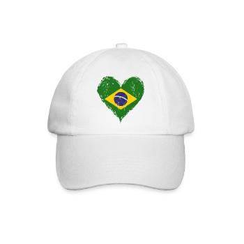 Brasilien Herzflagge Grunge - Baseballkappe - Weiß/Weiß - Vorne