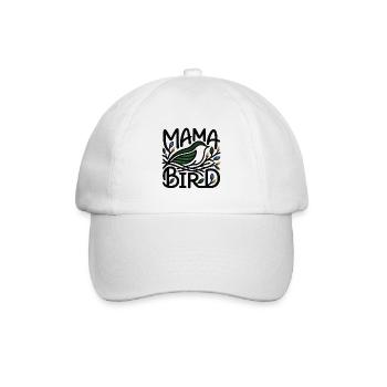 Mama Bird – Minimalistischer skandinavischer Stil - Baseballkappe - Weiß/Weiß - Vorne