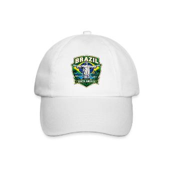 Brazil Pride Emblem | Der Retter Rio - Baseballkappe - Weiß/Weiß - Vorne
