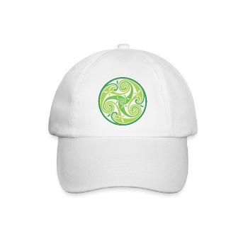 Grünes keltisches Triskel - Baseballkappe - Weiß/Weiß - Vorne