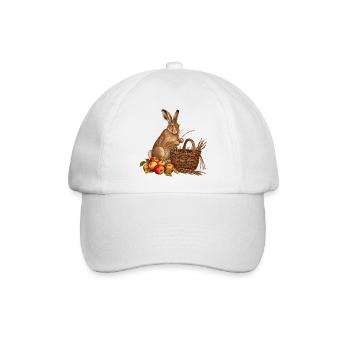 Hase flechtet einen Erntekorb - Baseballkappe - Weiß/Weiß - Vorne
