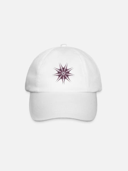 Geometrischer Sternstrahl-Muster - Baseballkappe - Weiß/Weiß