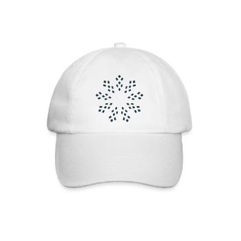Dunkelblaue Geometrische Schneeflocke - Baseballkappe - Weiß/Weiß - Vorne