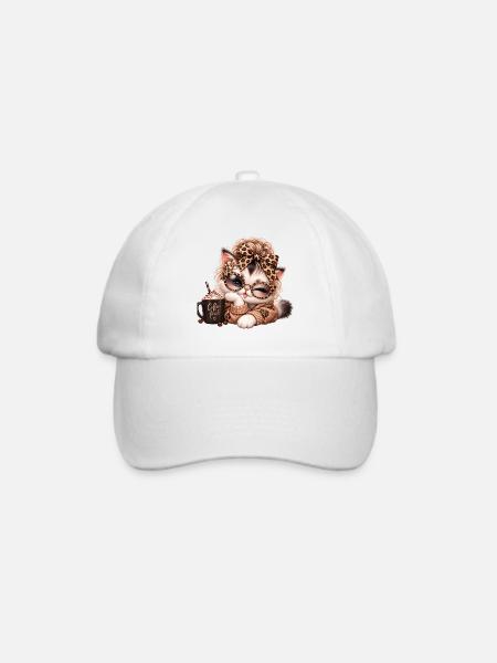 Kuschelkätzchen Leopardebow - Baseballkappe - Weiß/Weiß