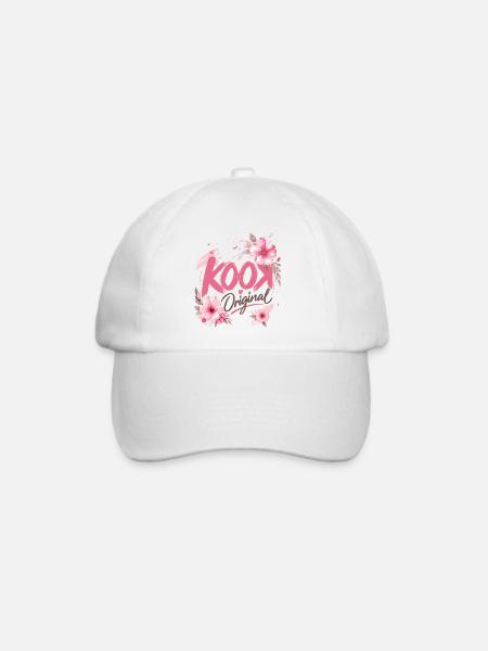 Kook Original Floral Pink Aquarellblüten - Baseballkappe - Weiß/Weiß
