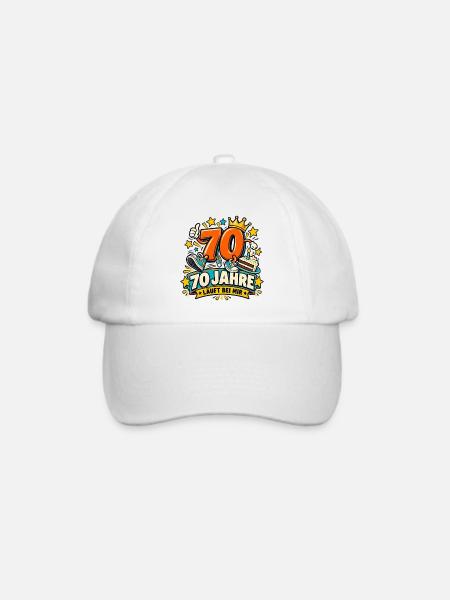 70 Jahre – Läuft bei mir - Baseballkappe - Weiß/Weiß