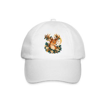 Florale Mondhirsche - Baseballkappe - Weiß/Weiß - Vorne