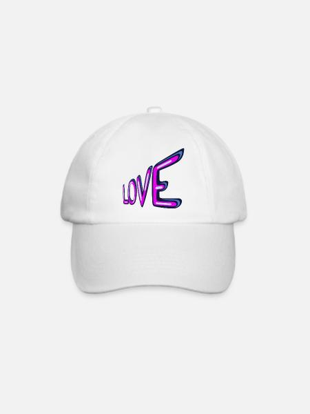 Liebe Neon-Schriftzug - Baseballkappe - Weiß/Weiß