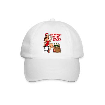 Nikolausfrau Outfit - Geh mir nicht auf den Sack - Baseballkappe - Weiß/Weiß - Vorne