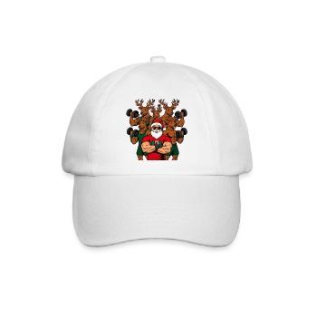 Weihnachts-Fitness Outfit / funny Nikolaus Rentier - Baseballkappe - Weiß/Weiß - Vorne