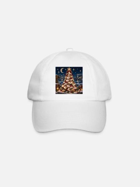 Muschel-Weihnachtsbaum am Meer - Baseballkappe - Weiß/Weiß