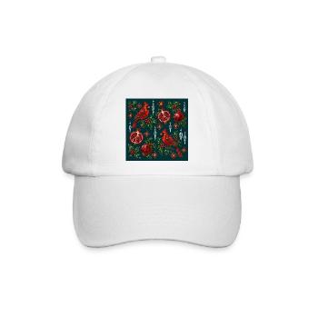 Crimson Cardinal Holiday Mosaik - Baseballkappe - Weiß/Weiß - Vorne