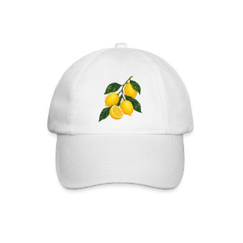 Zitruszweig Gelbe Lemons Motiv - Baseballkappe - Weiß/Weiß - Vorne