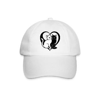 ❤ 🐱 Gatti Innamorati – Amore felino con cuore 2 - Baseballkappe - Weiß/Weiß - Vorne