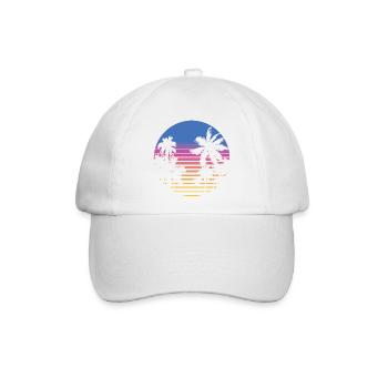 Palmen Retro 80er 90er Florida Miami Vintage Palme - Baseballkappe - Weiß/Weiß - Vorne